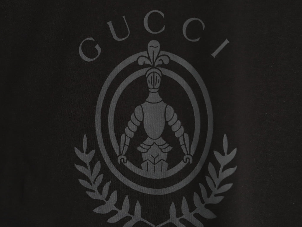Gucci Wheat-Wreath Emblem Graphic T-Shirt - Black