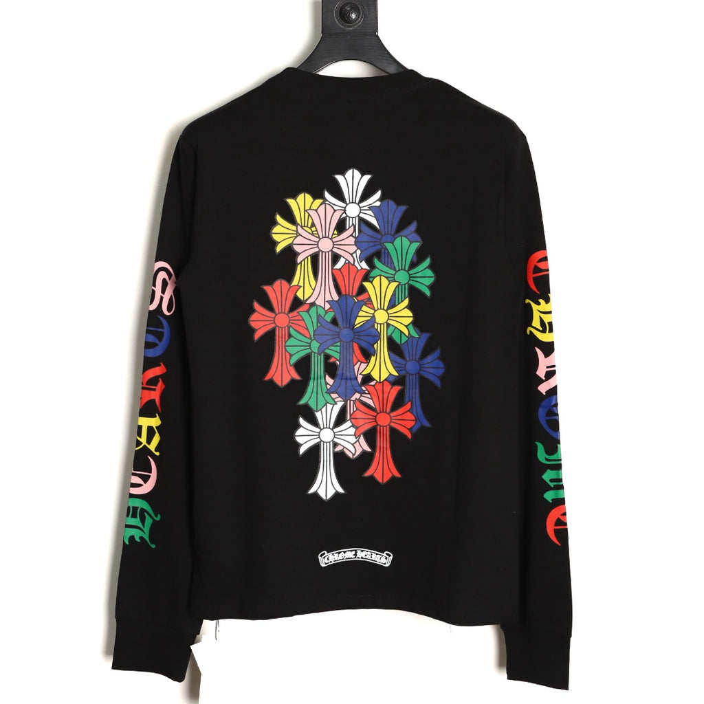 Chrome Hearts Multicolor Cross Graphic Long-Sleeve T-Shirt - Black
