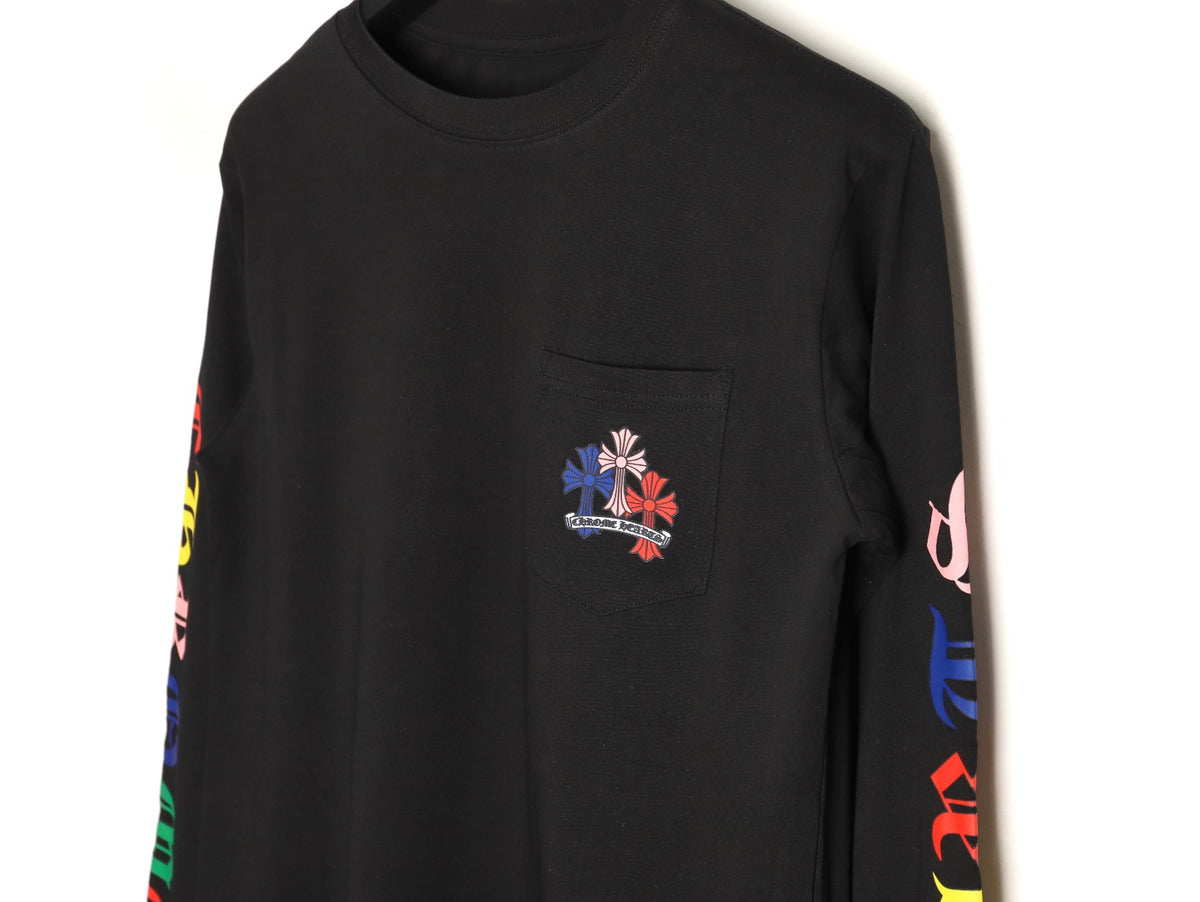 Chrome Hearts Multicolor Cross Graphic Long-Sleeve T-Shirt - Black