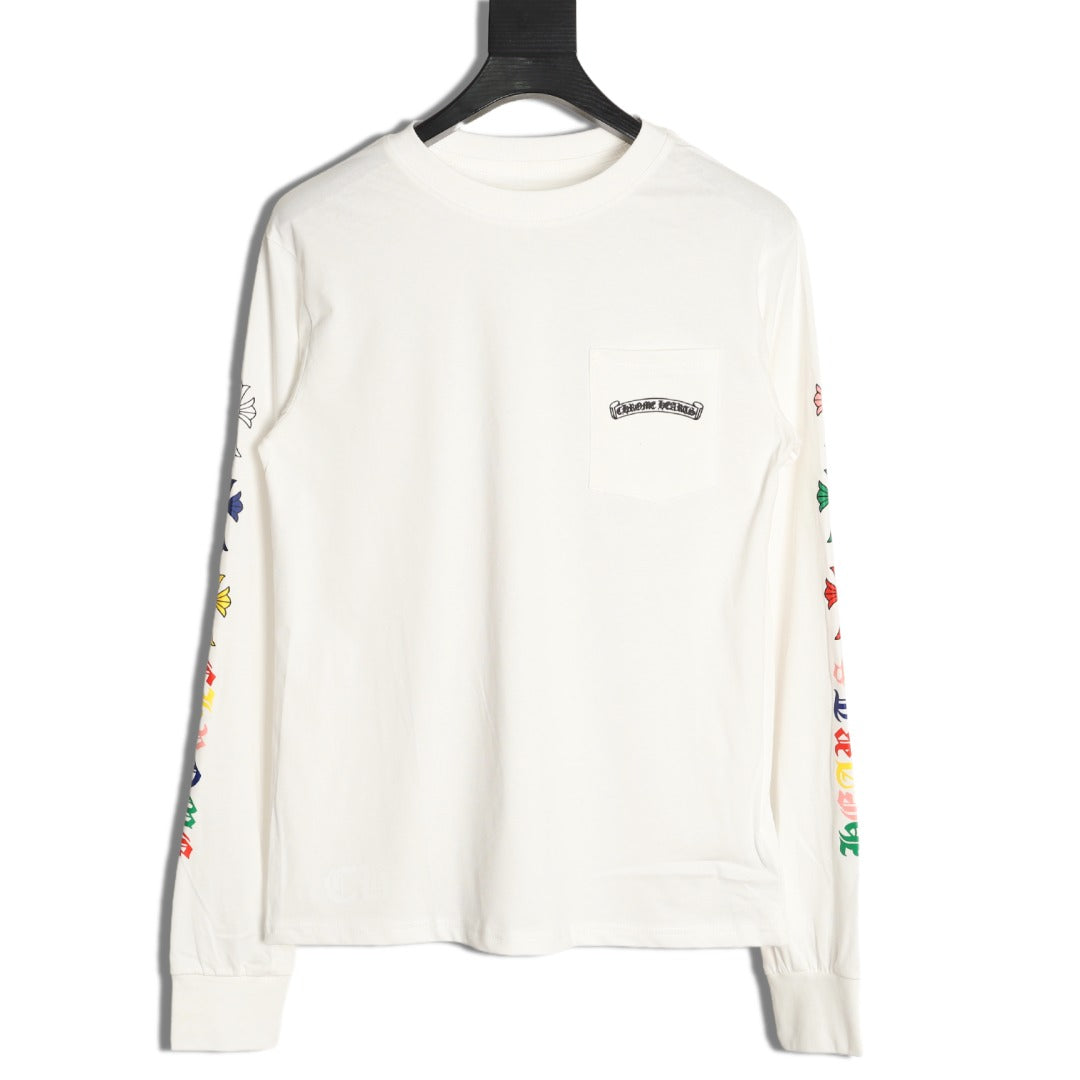 Chrome Hearts Multicolor Cross Graphic Long-Sleeve T-Shirt - White