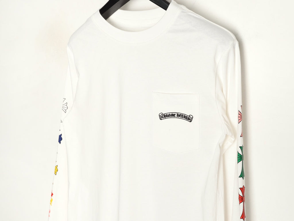 Chrome Hearts Multicolor Cross Graphic Long-Sleeve T-Shirt - White