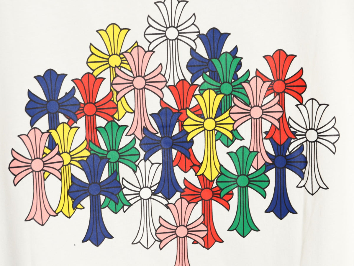Chrome Hearts Multicolor Cross Graphic Long-Sleeve T-Shirt - White