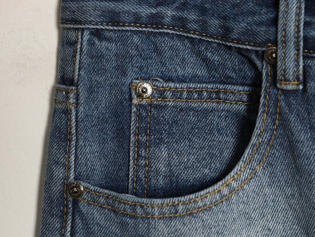 Chrome Hearts Cross-Motif Jeans with Back Lettering - Washed Blue