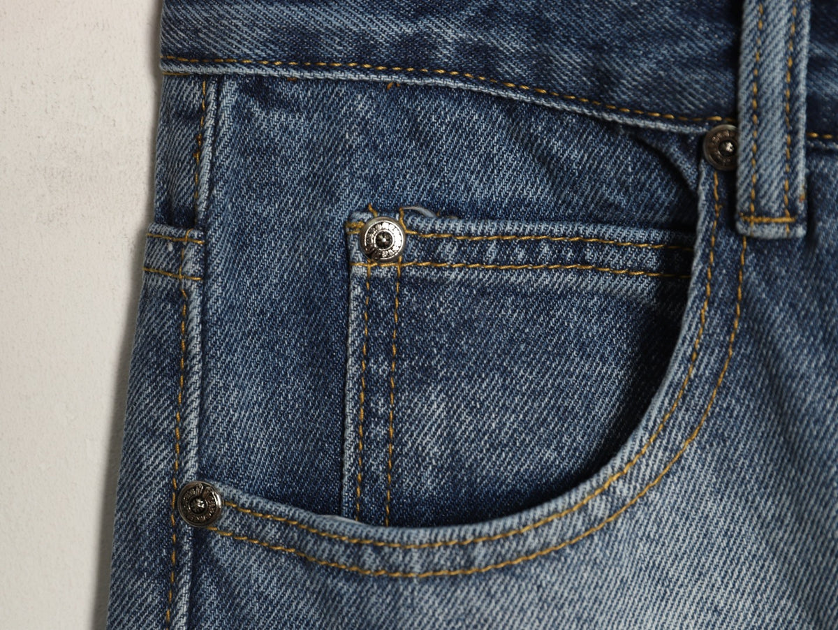 Chrome Hearts Cross-Motif Jeans with Back Lettering - Washed Blue