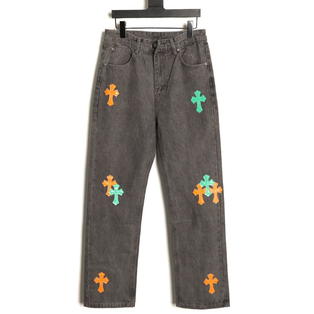 Chrome Hearts Cross-Motif Jeans with Back Lettering - Charcoal