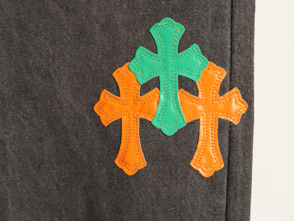 Chrome Hearts Cross-Motif Jeans with Back Lettering - Charcoal