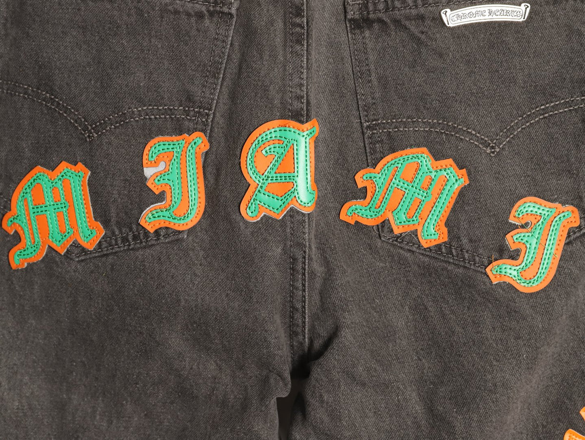 Chrome Hearts Cross-Motif Jeans with Back Lettering - Charcoal