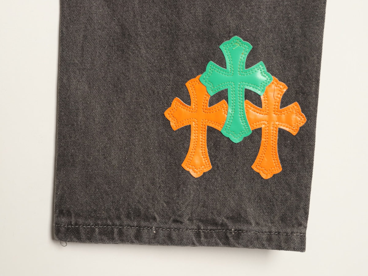 Chrome Hearts Cross-Motif Jeans with Back Lettering - Charcoal