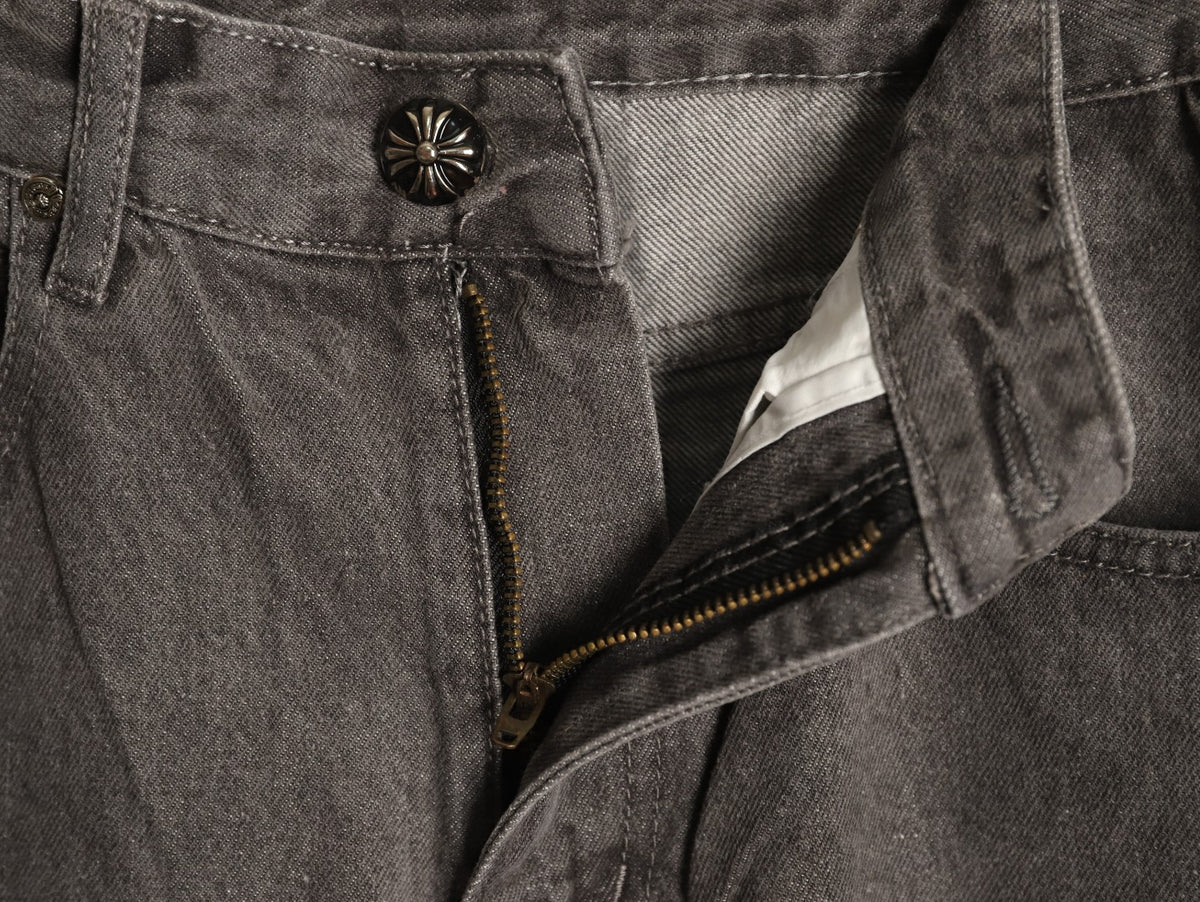 Chrome Hearts Cross-Motif Jeans with Back Lettering - Charcoal