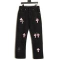 Chrome Hearts Cross-Motif Jeans with Back Lettering - Black/Pink