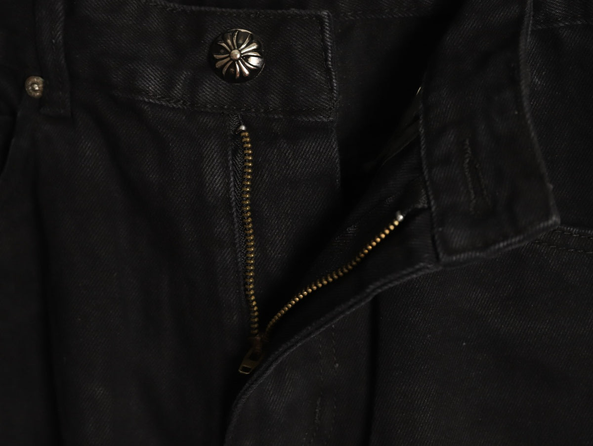 Chrome Hearts Cross-Motif Jeans with Back Lettering - Black/Pink