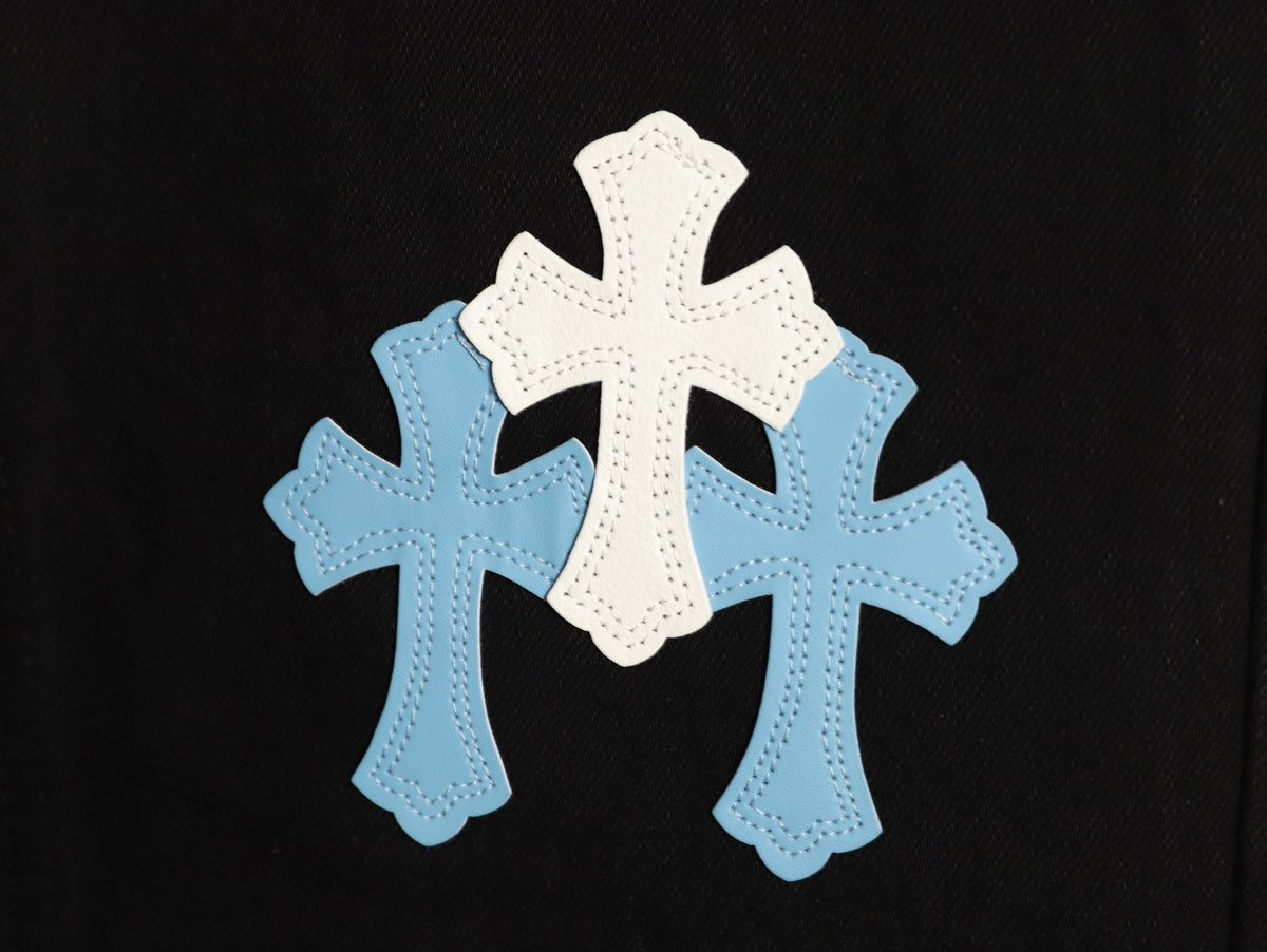 Chrome Hearts Cross-Motif Jeans with Back Lettering - Black/Blue