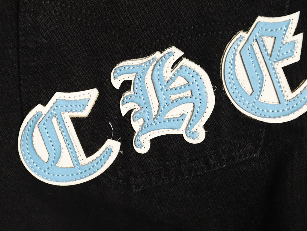 Chrome Hearts Cross-Motif Jeans with Back Lettering - Black/Blue