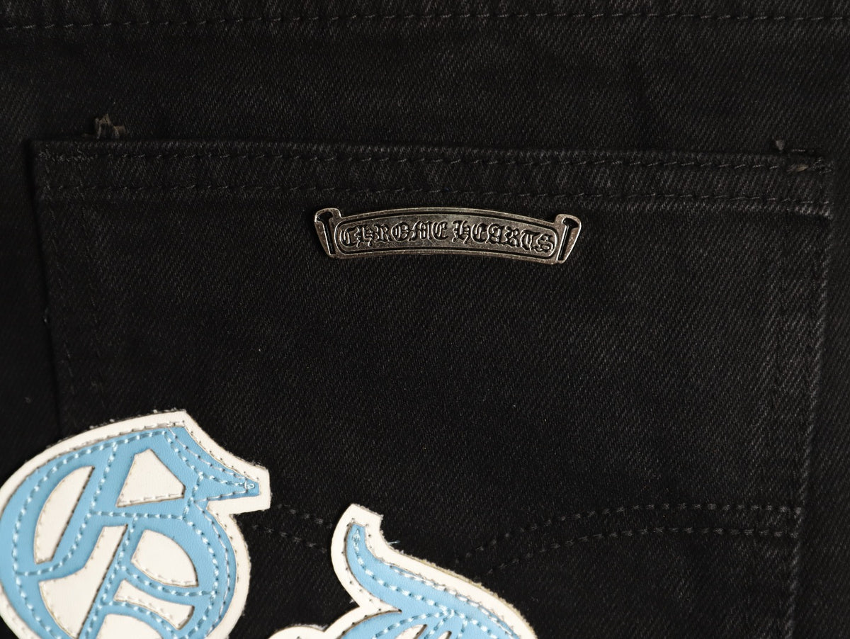 Chrome Hearts Cross-Motif Jeans with Back Lettering - Black/Blue