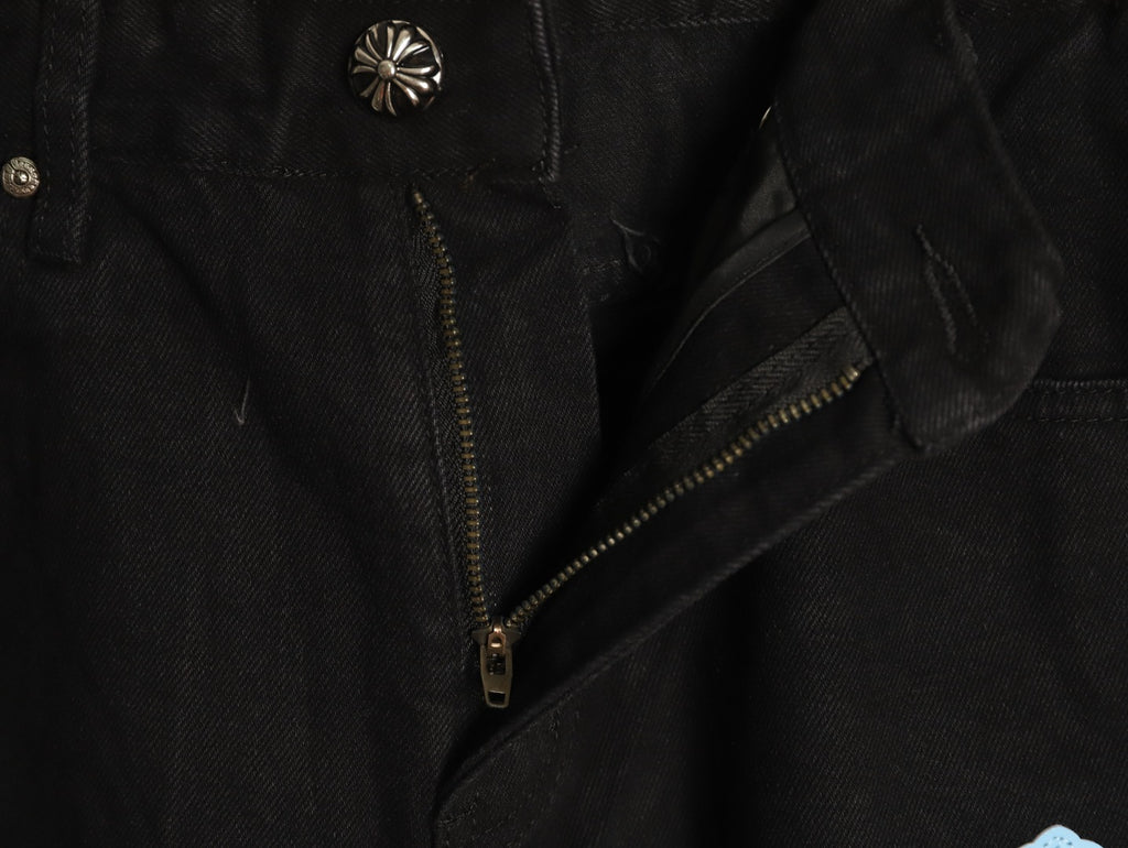 Chrome Hearts Cross-Motif Jeans with Back Lettering - Black/Blue