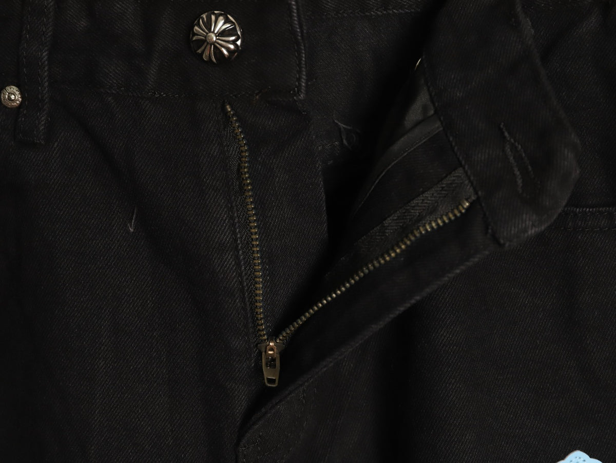 Chrome Hearts Cross-Motif Jeans with Back Lettering - Black/Blue