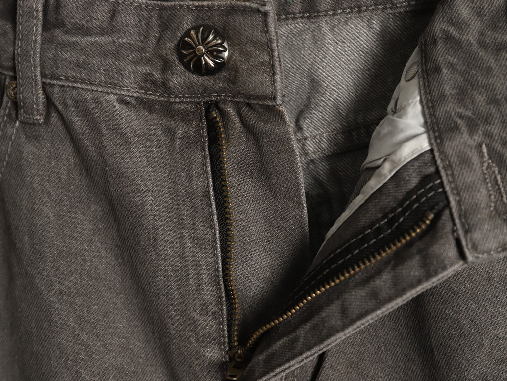 Chrome Hearts Cross-Motif Jeans with Back Lettering - Gray/Blue