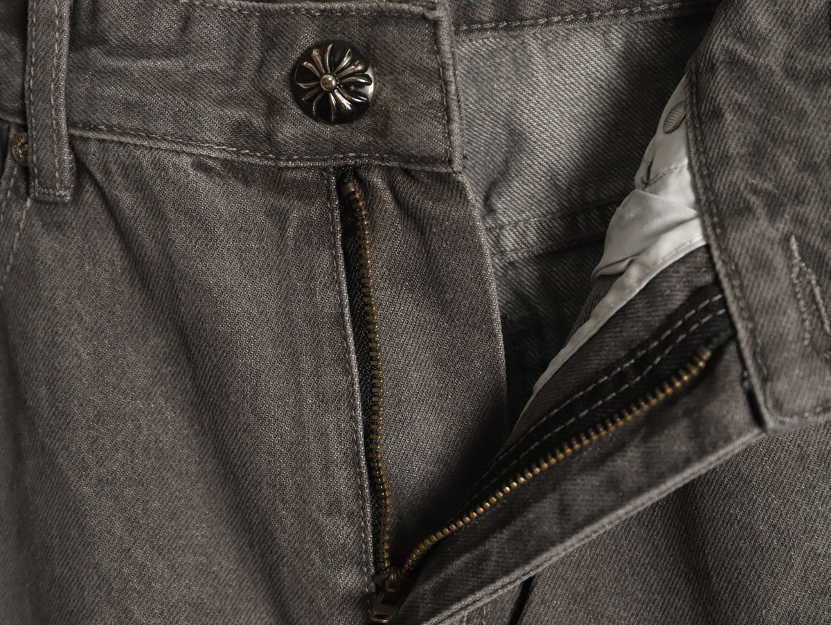 Chrome Hearts Cross-Motif Jeans with Back Lettering - Gray/Blue