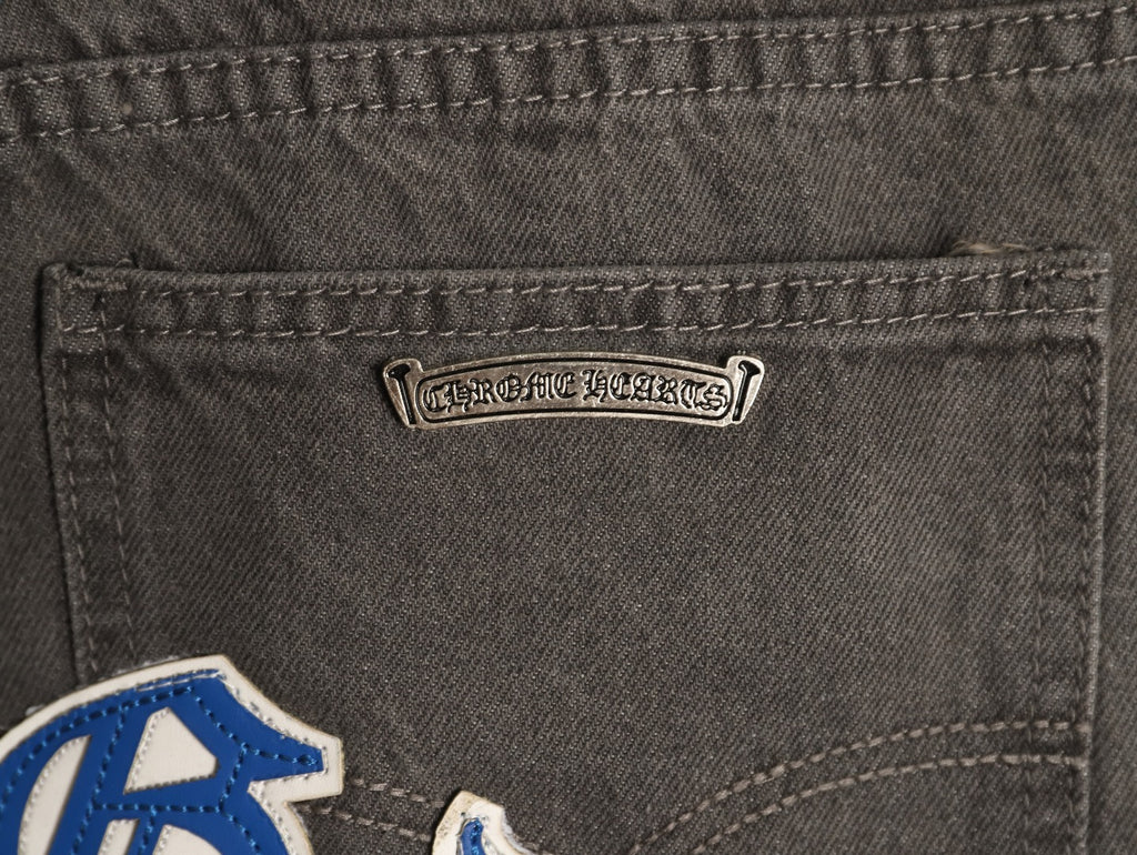 Chrome Hearts Cross-Motif Jeans with Back Lettering - Gray/Blue