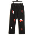 Chrome Hearts Cross-Motif Jeans with Back Lettering - Black/Red