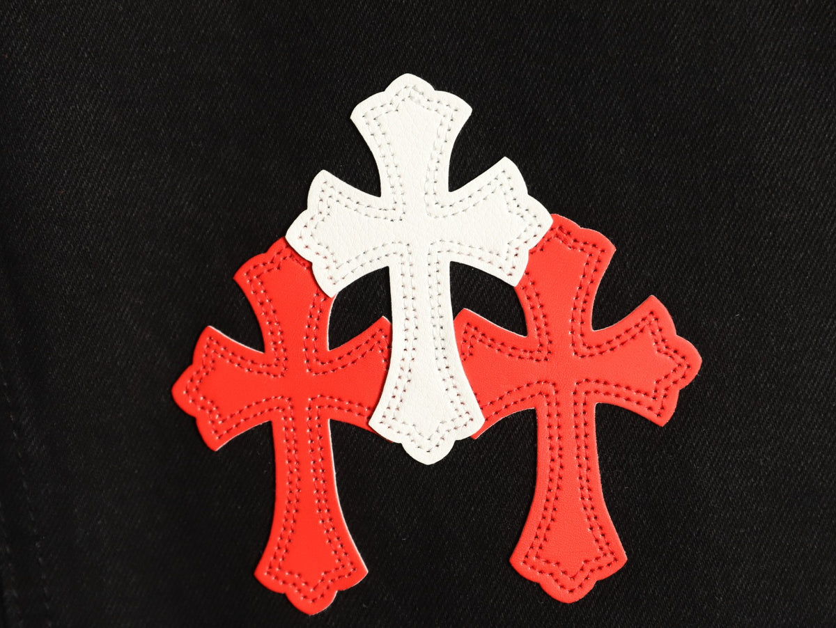Chrome Hearts Cross-Motif Jeans with Back Lettering - Black/Red