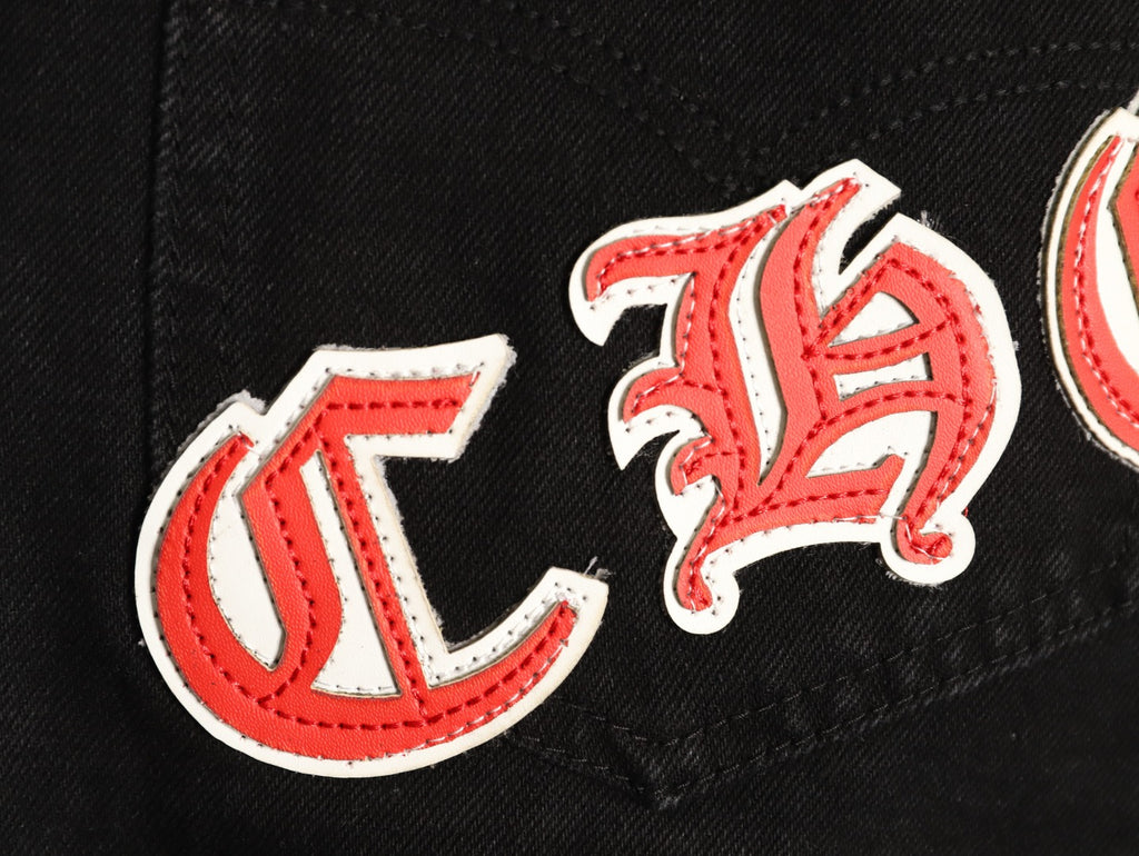 Chrome Hearts Cross-Motif Jeans with Back Lettering - Black/Red
