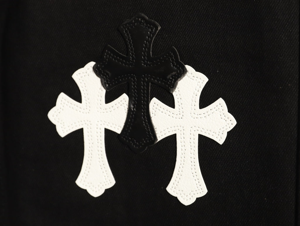 Chrome Hearts Cross-Motif Jeans with Back Lettering - Black/White
