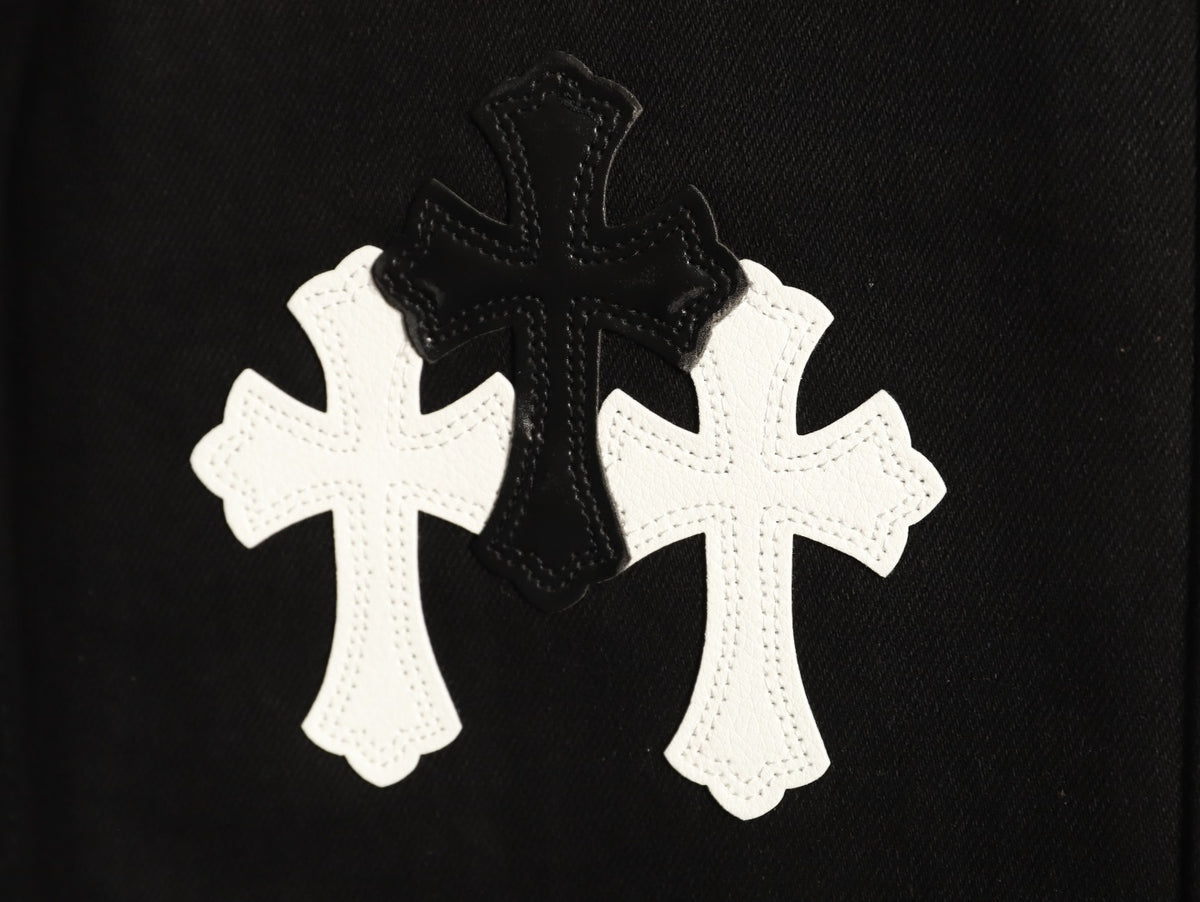 Chrome Hearts Cross-Motif Jeans with Back Lettering - Black/White