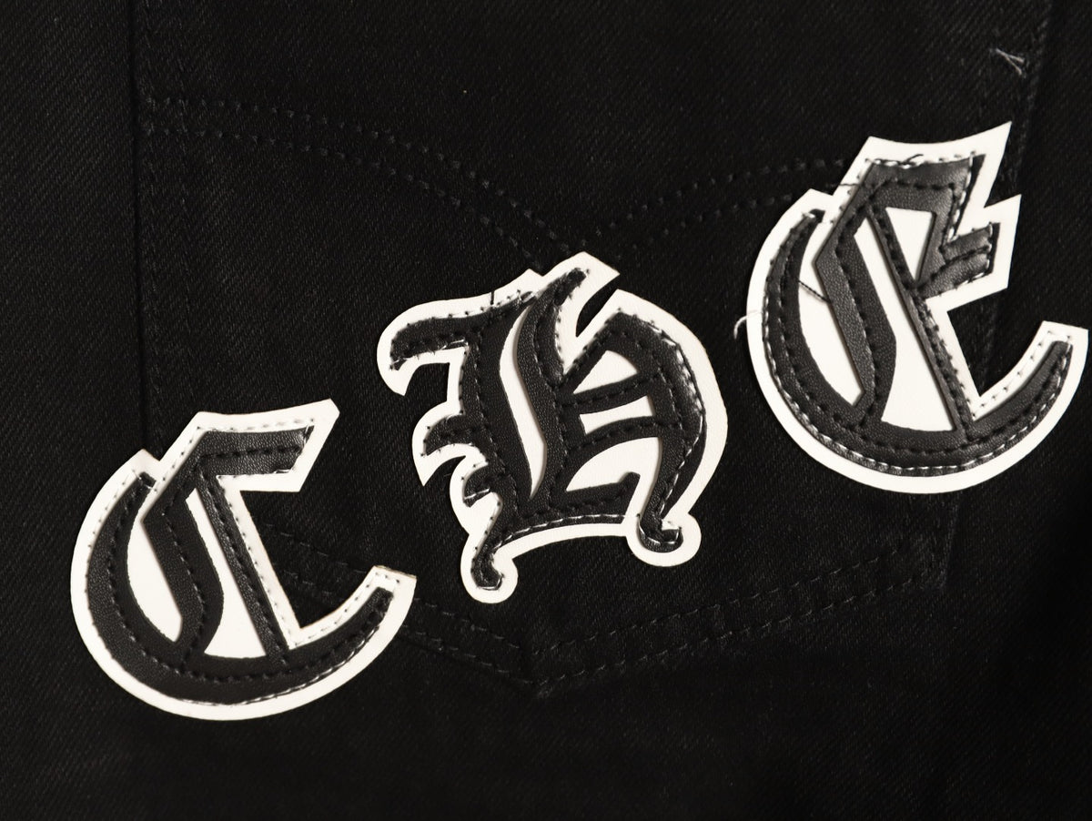 Chrome Hearts Cross-Motif Jeans with Back Lettering - Black/White