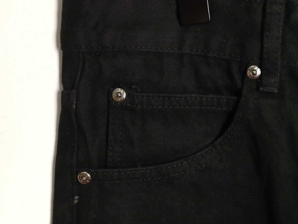 Chrome Hearts Cross-Motif Jeans with Back Lettering - Black/White