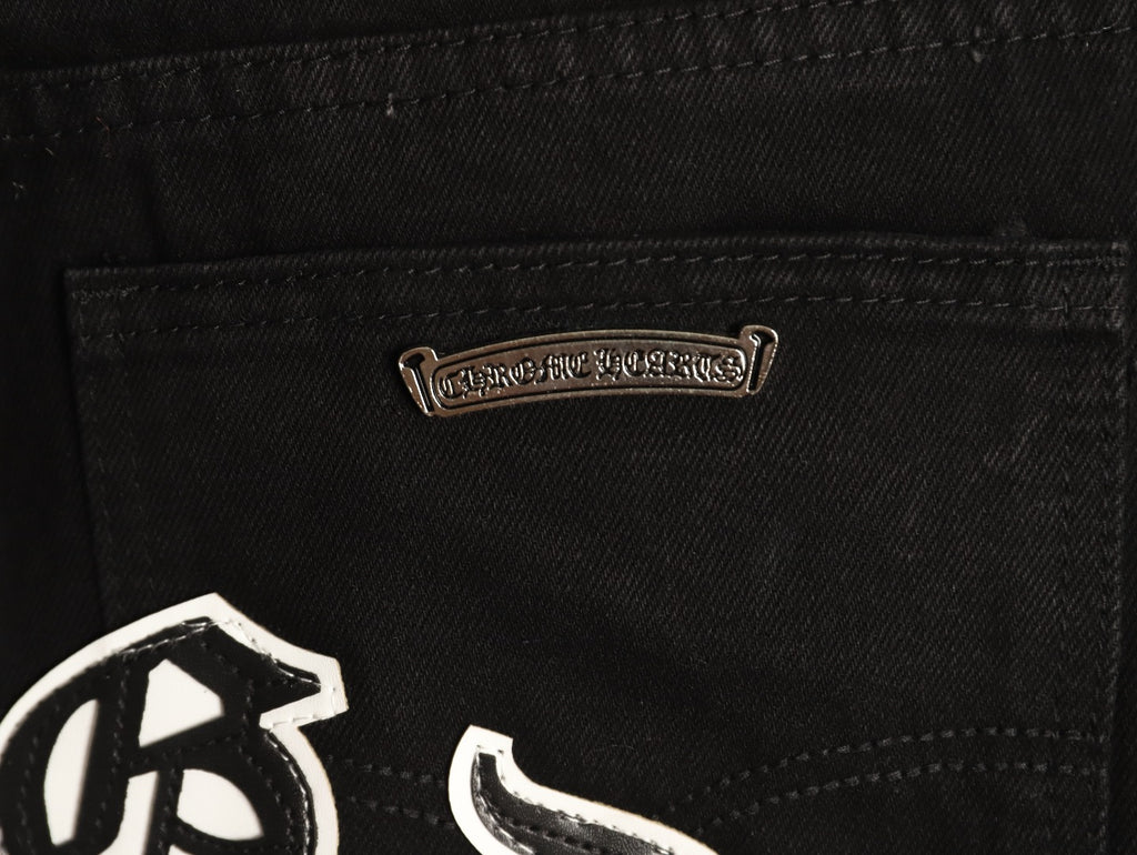 Chrome Hearts Cross-Motif Jeans with Back Lettering - Black/White