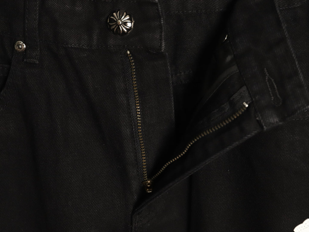 Chrome Hearts Cross-Motif Jeans with Back Lettering - Black/White