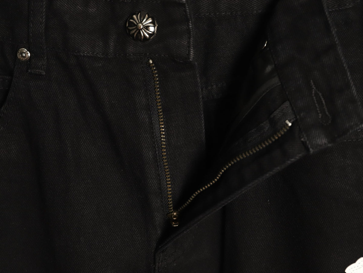 Chrome Hearts Cross-Motif Jeans with Back Lettering - Black/White