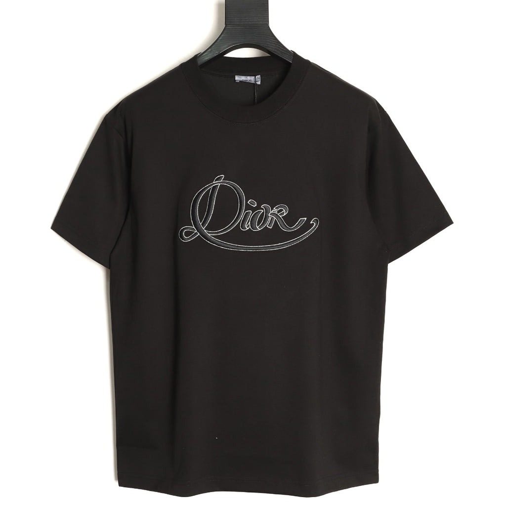 Dior Script Lettering Graphic T-Shirt - Black