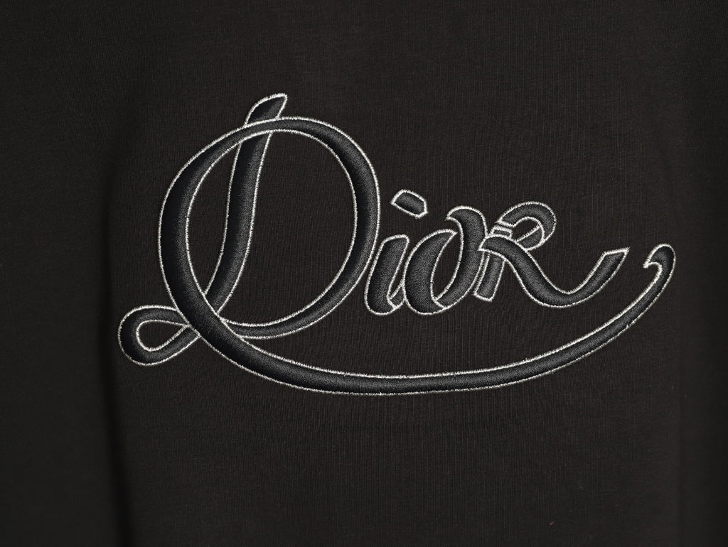 Dior Script Lettering Graphic T-Shirt - Black