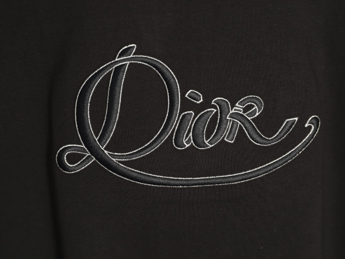 Dior Script Lettering Graphic T-Shirt - Black
