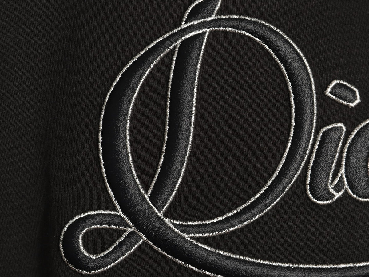 Dior Script Lettering Graphic T-Shirt - Black