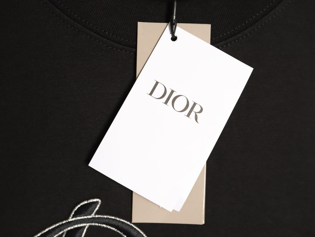 Dior Script Lettering Graphic T-Shirt - Black
