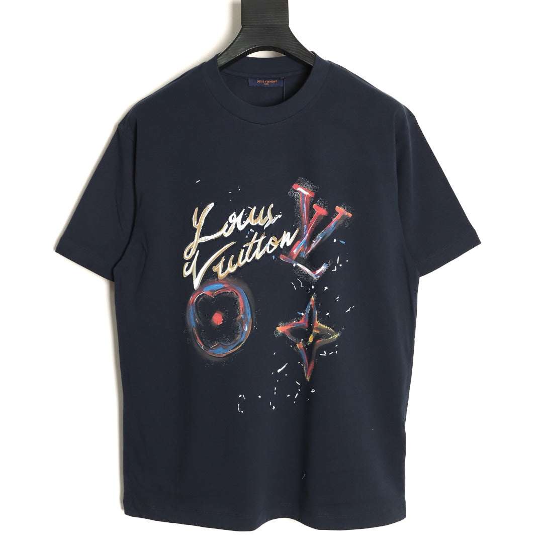 Louis Vuitton Paint-Splash Signature Graphic T-Shirt - Dark Navy