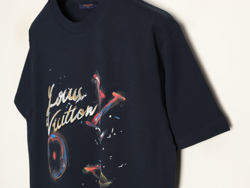 Louis Vuitton Paint-Splash Signature Graphic T-Shirt - Dark Navy