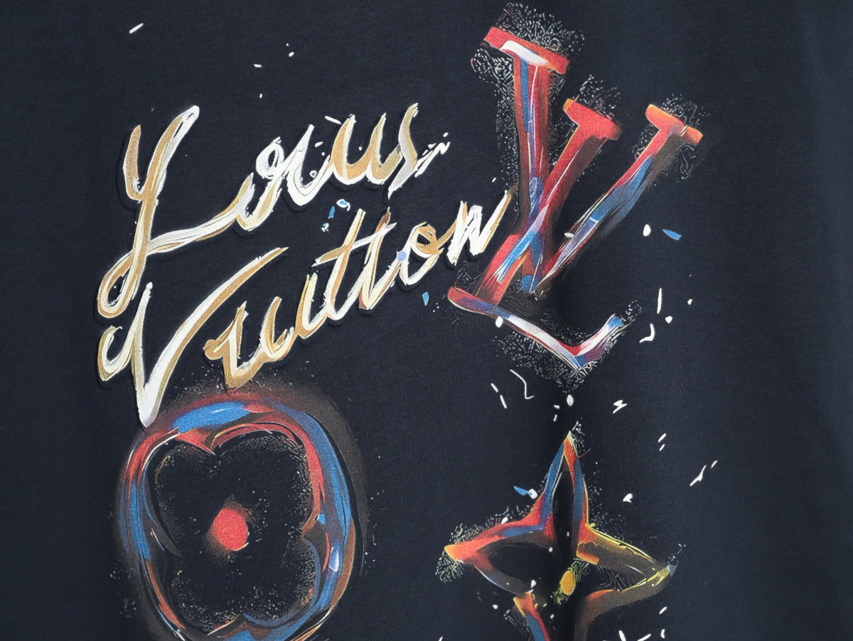 Louis Vuitton Paint-Splash Signature Graphic T-Shirt - Dark Navy