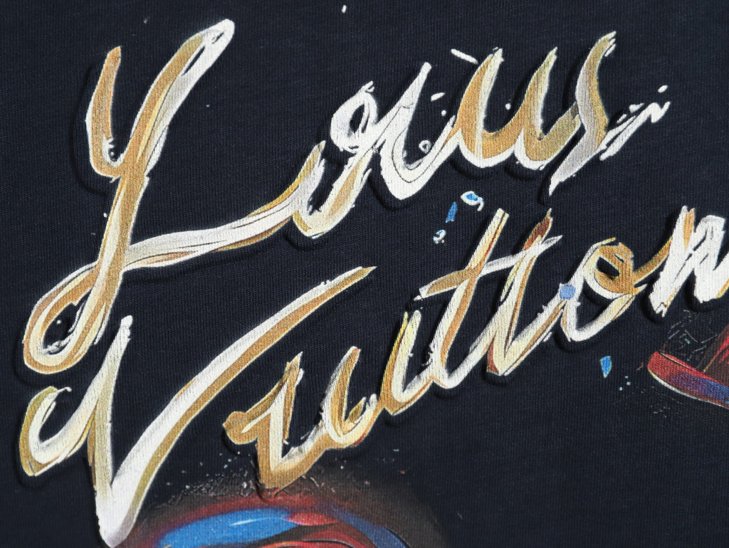 Louis Vuitton Paint-Splash Signature Graphic T-Shirt - Dark Navy