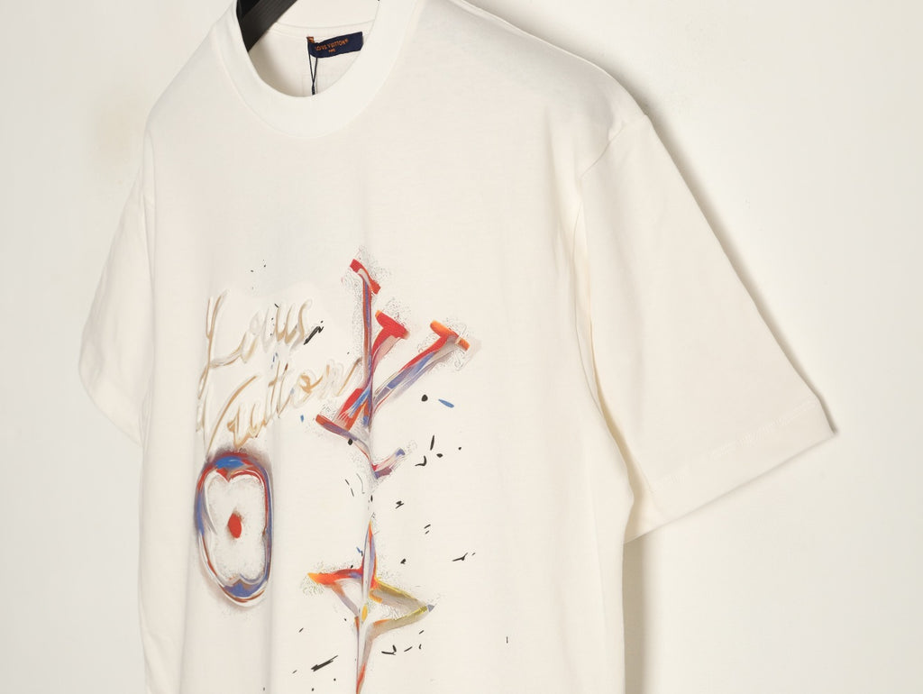 Louis Vuitton Paint-Splash Signature Graphic T-Shirt - Off-White