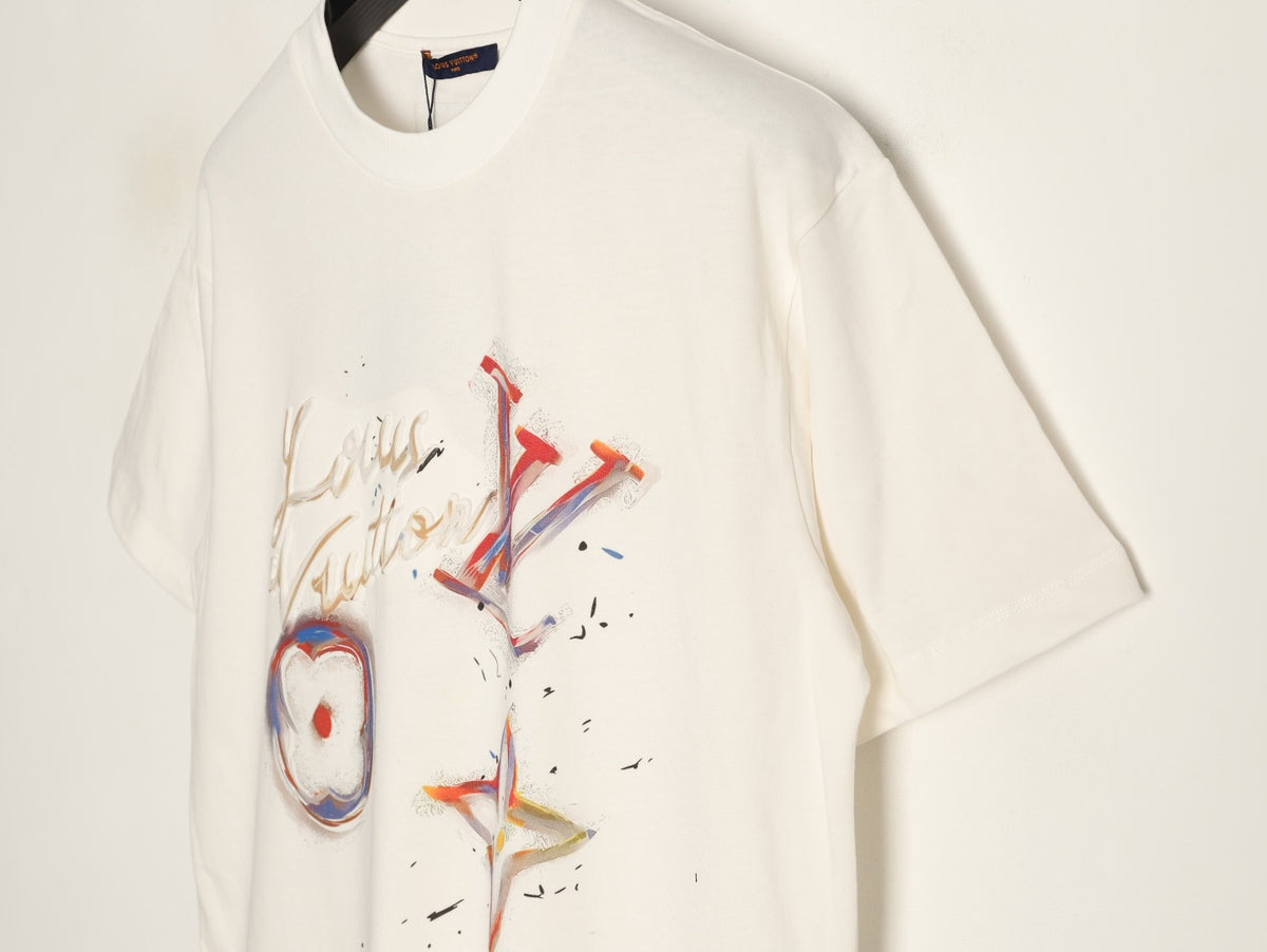 Louis Vuitton Paint-Splash Signature Graphic T-Shirt - Off-White
