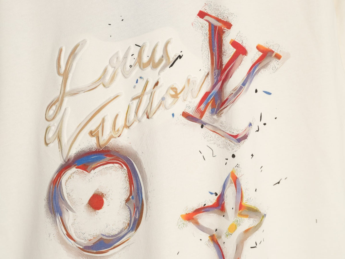 Louis Vuitton Paint-Splash Signature Graphic T-Shirt - Off-White