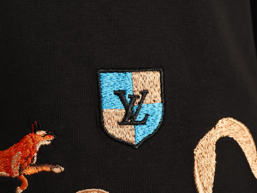 Louis Vuitton Fox and Ribbon Motif T-Shirt - Black