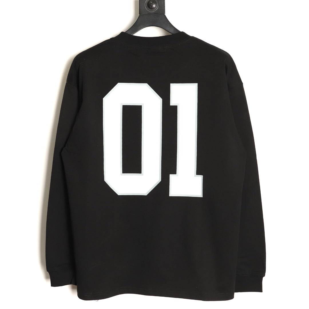 Balenciaga 01 Football-Style Long-Sleeve T-Shirt - Black