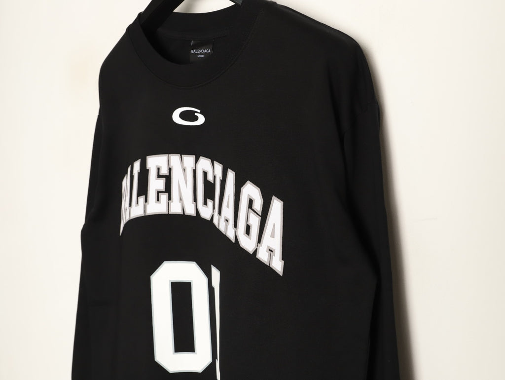 Balenciaga 01 Football-Style Long-Sleeve T-Shirt - Black