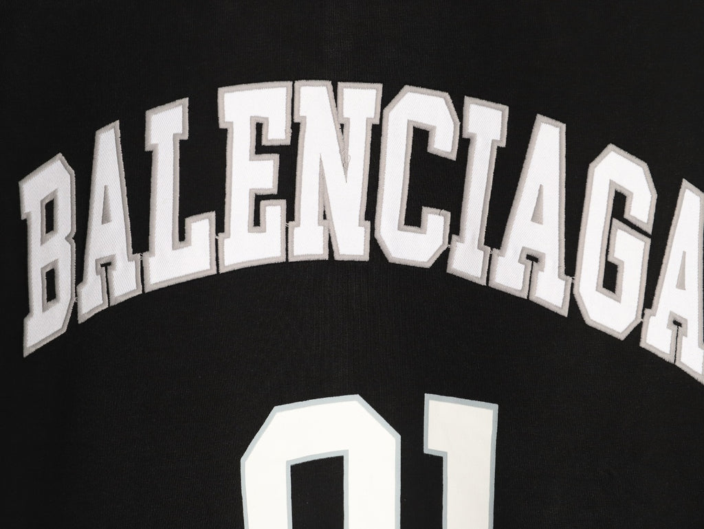 Balenciaga 01 Football-Style Long-Sleeve T-Shirt - Black