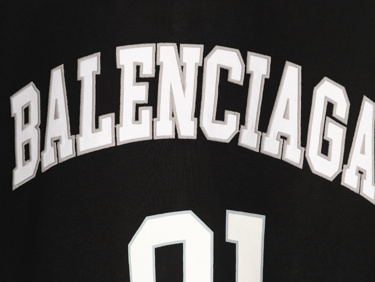 Balenciaga 01 Football-Style Long-Sleeve T-Shirt - Black